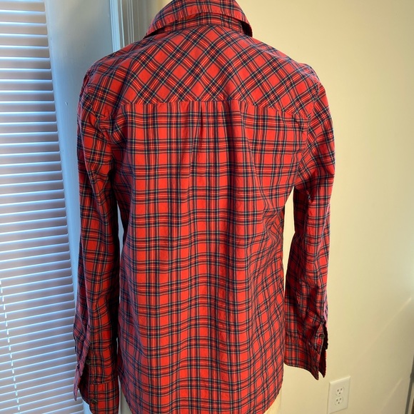 Red plaid JCREW button down - perfrct for fall! - Picture 3 of 4